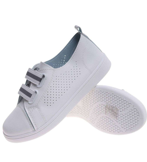 Białe ażurowe tenisówki wsuwane /E7-3 18705 T185/