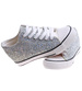 Srebrne trampki sneakersy na niskim koturnie /J4-2 16611 T094/