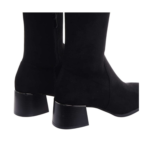 Czarne kozaki muszkieterki na obcasie /E6-2 18257 W588/