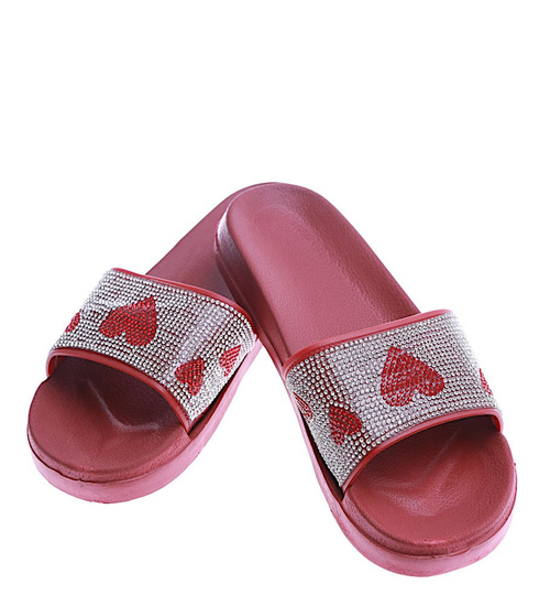 Bordowe damskie klapki na basen /E10-1 14197 S190/