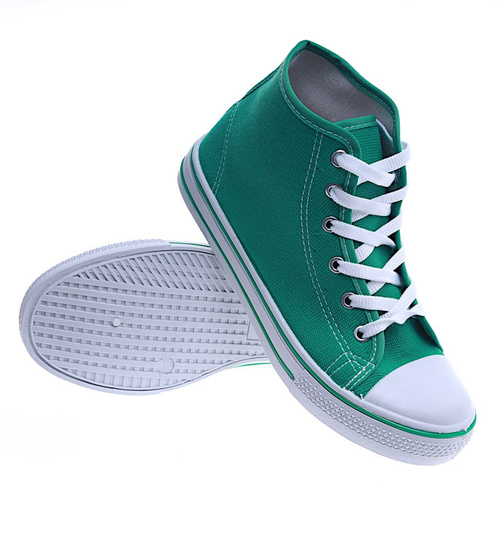 Wysokie trampki damskie zielne /A4-3 13870 S097/