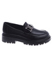 Czarne półbuty loafersy na niskiej platfomie /G2-2 14879A T485/