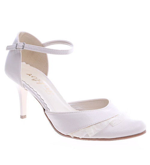 Czółenka szpilki ze skóry naturalnej Ecru /G4-1 SR07/