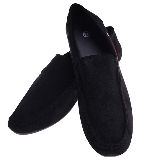 Czarne wsuwane mokasyny półbuty /B1-2 18027 T386 +H2/