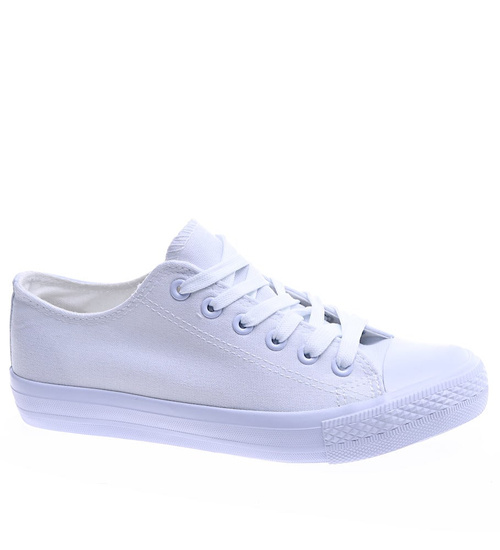 Białe sznurowane trampki damskie /G8-3 14503 S135/