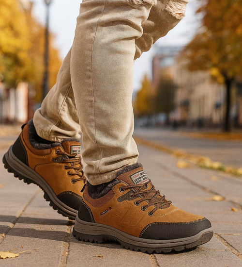 Grubo ocieplone wiązane buty trekkingowe Camel /C3-2 18469 T582/