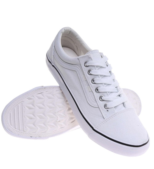 Trampki męskie niskie Sznurowane białe z tkaniny /B5-3 18010 T238/