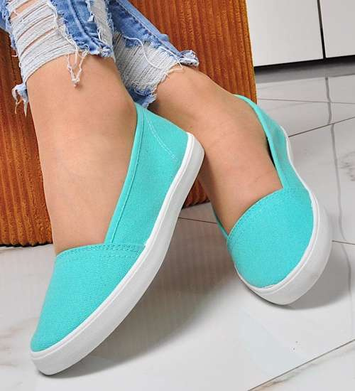 Miętowe tenisówki damskie slip on /A1-1 8247 S099/ Miętowe tenisówki damskie slip on /A1-1 8247 S099/