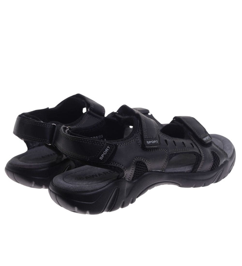 Czarne męskie sandały na rzep /G5-1 17619 T431/