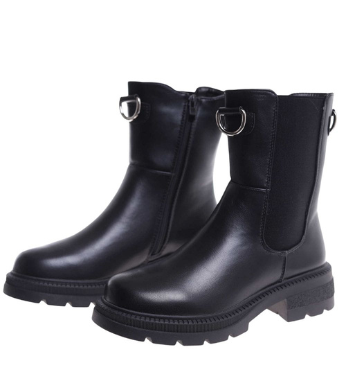 Czarne wysokie botki damskie sztyblety /K3-2 H2 18549 W18-45/