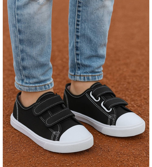 Czarne tenisówki chłopięce na rzepy buty do szkoły /E5-1 18101 T189/