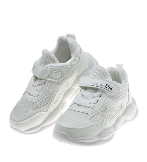 Białe dziewczęce półbuty z rzepem /A2-2 9408 S197/