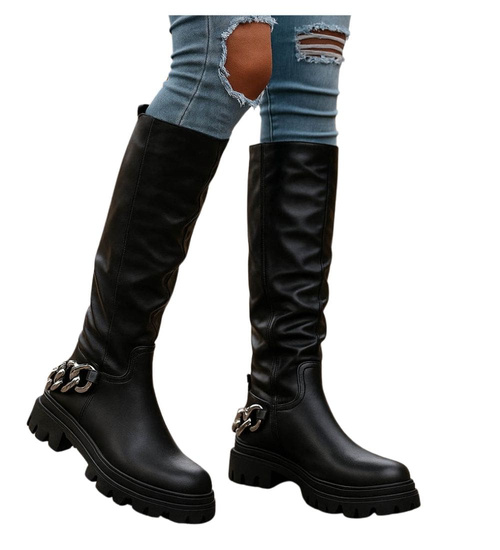 Czarne kozaki z na platformie /A2-2 17156 G381/