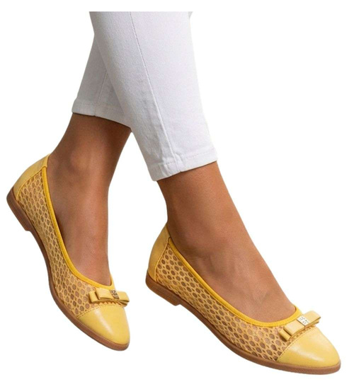 Przewiewne damskie baleriny Żółte /F10-2 10265 S098/