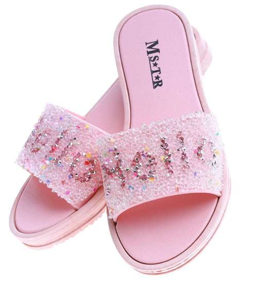 Różowe klapki dla dziewczynki /F7-1 13950 T190/ Różowe klapki dla dziewczynki /F7-1 13950 T190/