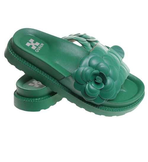 Plażowe zielone klapki damskie /G7-2 17884 S098/