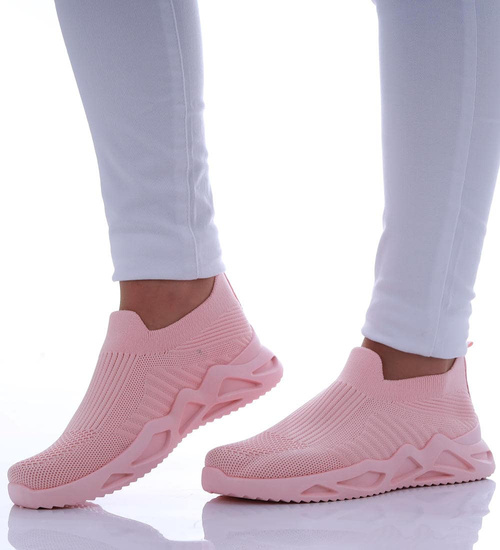 Wkładane różowe buty sportowe damskie /F8-2 17447 W188/