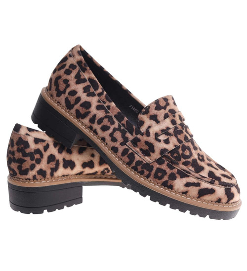 Półbuty damskie w panterkę /K3-2 18624 W147/