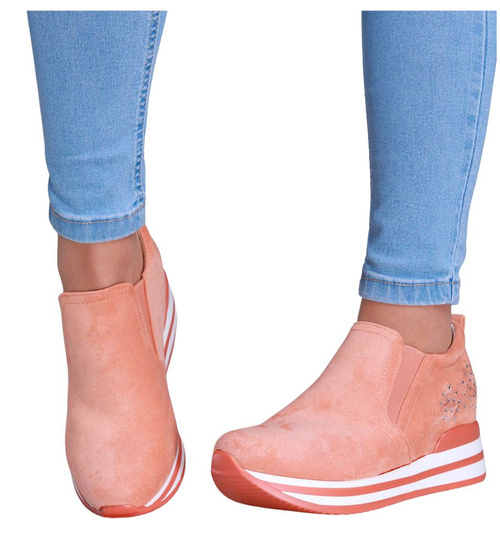 Damskie buty sportowe na platformie Pomarańczowe  /B4-3 16094 S293/ 