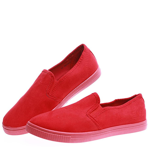 Wsuwane czerwone tenisówki z tkaniny /F3-3 15663 T170/