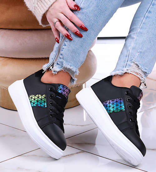 Czarne sznurowane trampki creepersy /D2-2 13226 S295/