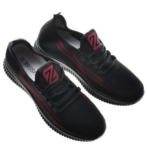 Czarne sportowe obuwie męskie Black-Red /G13-3 9029 S275/