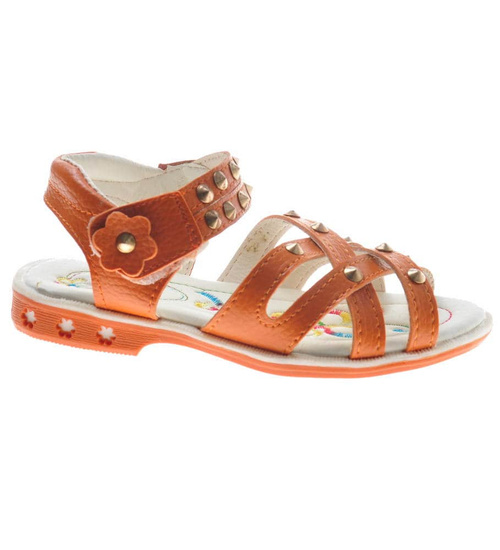 Pomarańczowe dziewczęce sandały paseczki /E2-2 9093 S096/