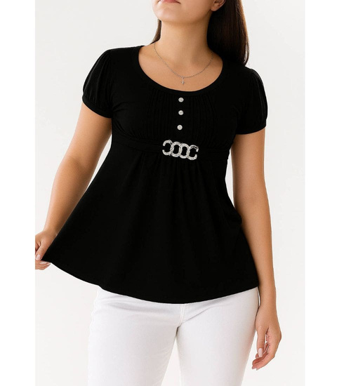 Czarna koszulka bluzka damska z guziczkami /H2-K5 UB945 S0/