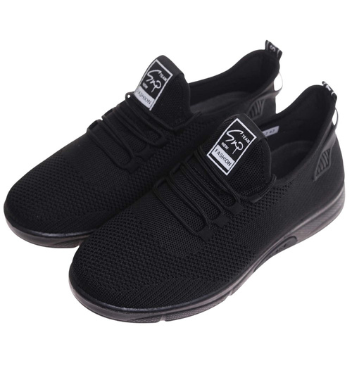 Wsuwane ażurowe czarne męskie buty sportowe /G9-1 17998 GF285 +H2/