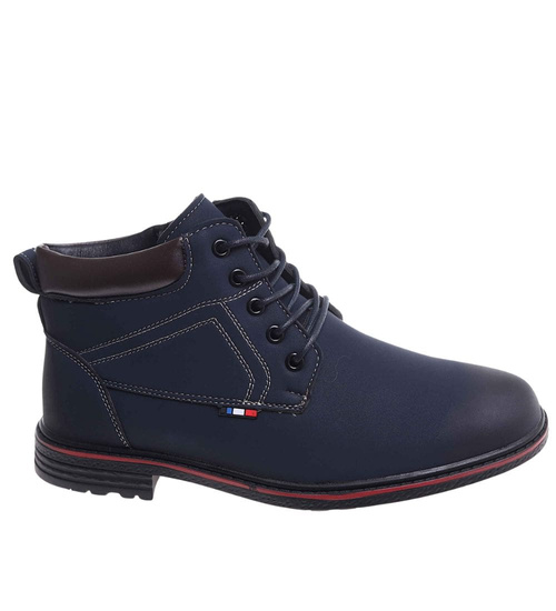 Ocieplane zimowe botki męskie Granatowe /D5-1 18458 T389/