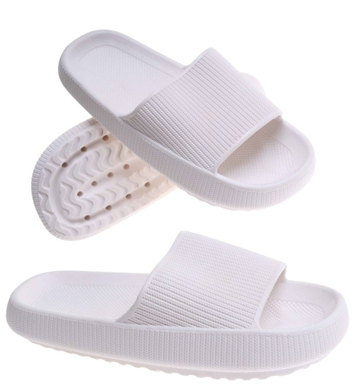 Białe wodoodporne klapki plażowe /A2-1 17725 G089/