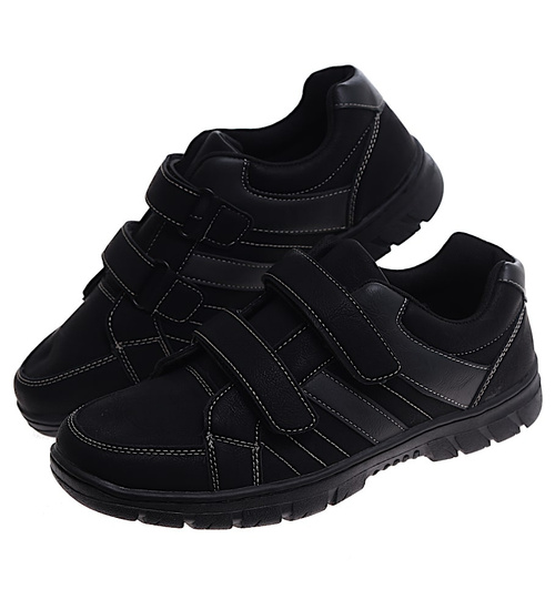 Czarne męskie buty sportowe na rzepy /G9-3 16669 T388/