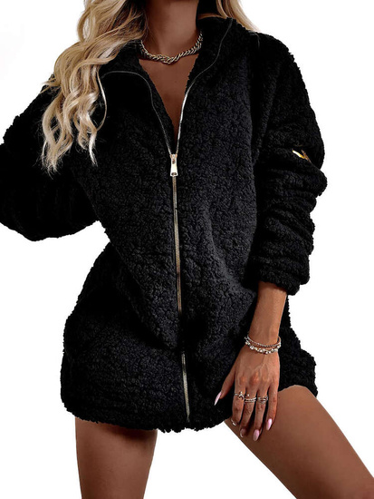 Czarna długa bluza damska polarek /H UB642 L166/