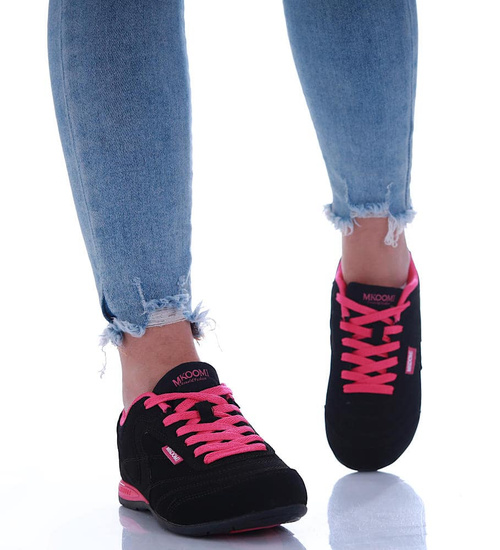 Lekkie czarno fuksjowe buty sportowe /E2-1 H2 14737 S149/