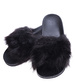 Czarne damskie klapki gumowe z futerkiem /A4-2 14646 T157/