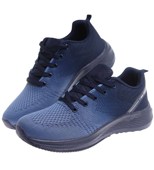 Sznurowane męskie granatowe buty sportowe /D1-3 18008 GF483/