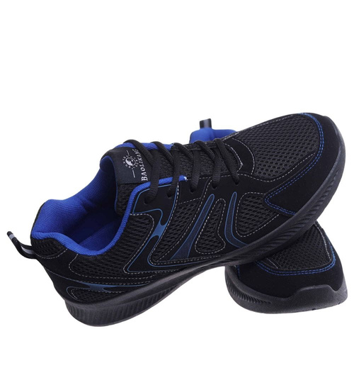 Sznurowane męskie buty sportowe Czarno granatowe /G13-3 18141 T370/