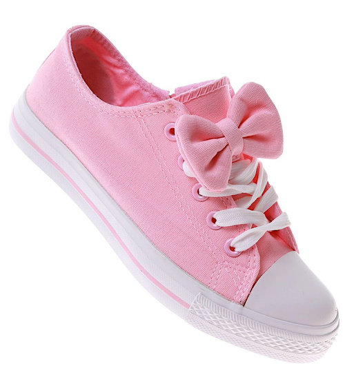 Różowe dziewczęce trampki z kokardą /B7-2 16784 T13-5/