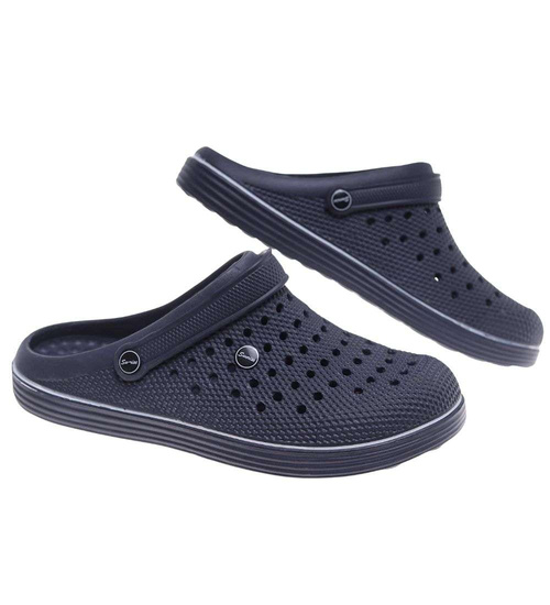 Kryte granatowe klapki męskie z paskiem /H2 18649 T135/