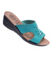 Turkusowe klapki na niskim obcasie z nacięciami /H2 14307 T005/