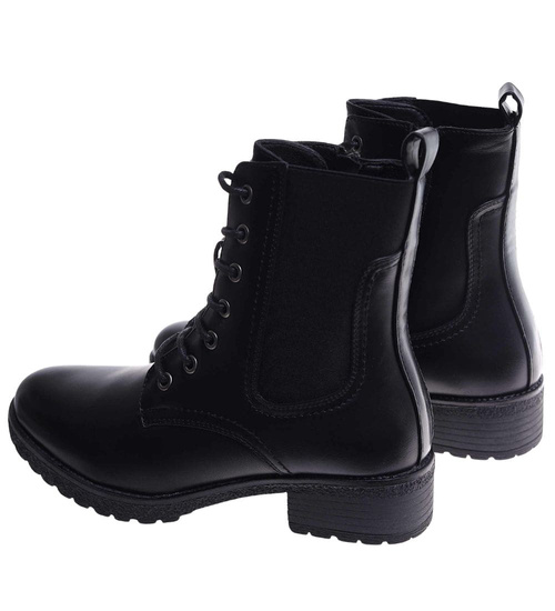 Czarne botki trapery damskie /E4-3 18271 W485/