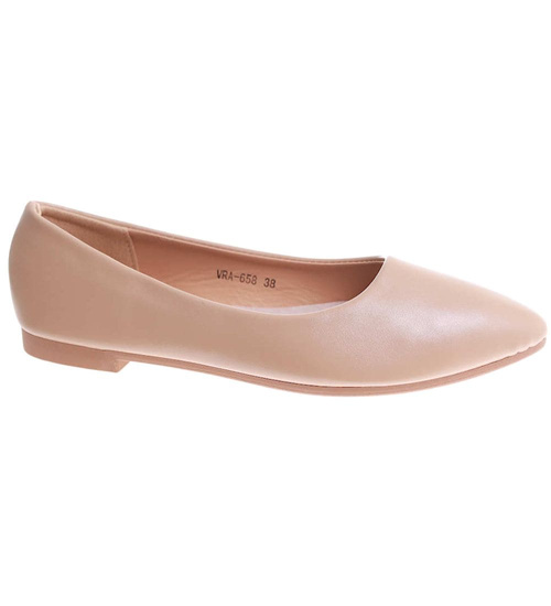 Beżowe klasyczne baleriny damskie /E4-2 17737 W192/