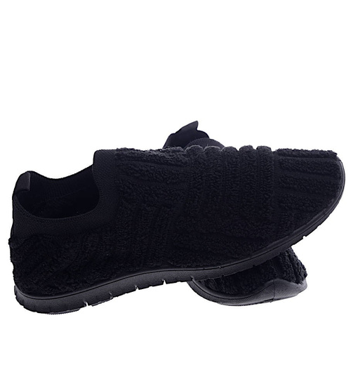 Wsuwane damskie czarne buty sportowe /F3-2 13164 S192/