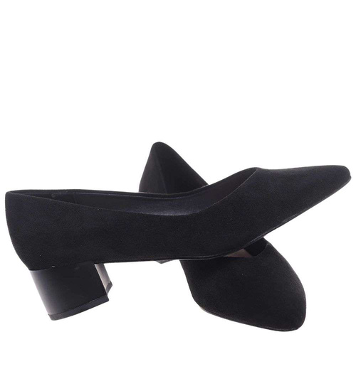 Czarne czółenka na niskim obcasie Pointy Toe /F5-3 18807 T381/