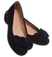 Czarne baleriny damskie zamszowe z kokardą /H2 18488 W6/