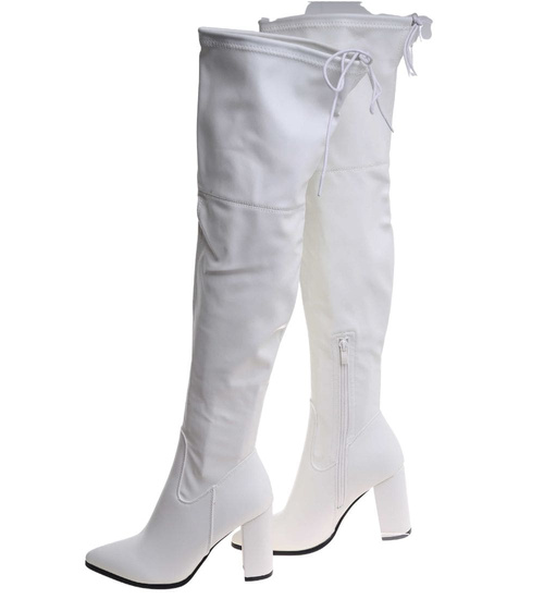 Białe kozaki muszkieterki na obcasie /G11-3 18444 W184/