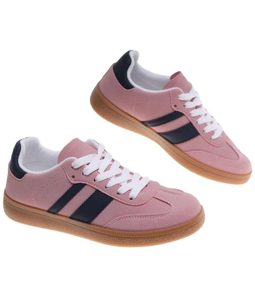 Pastelowe różowe sneakersy damskie /D4-3 18713 T444/
