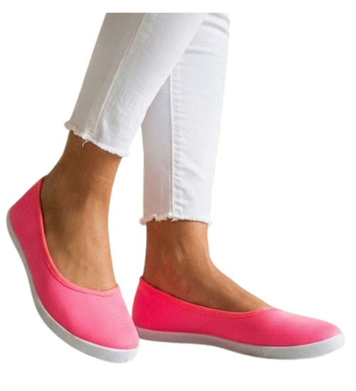 Lekkie tenisówki damskie jak balerinki RÓŻOWE /G12-2 1853 S028/