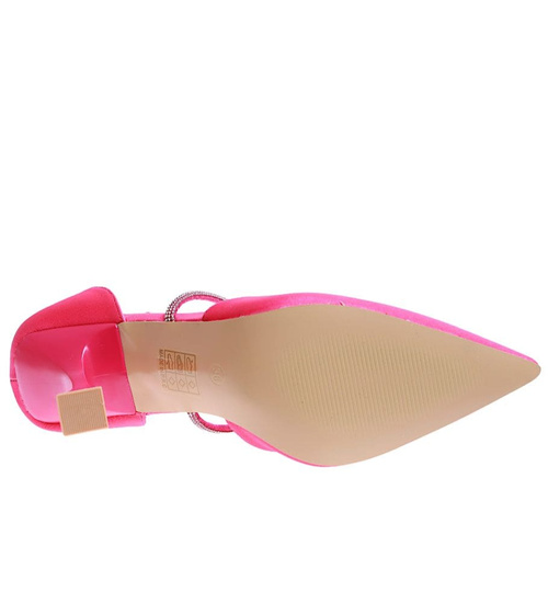 Fuksjowe czółenka szpilki z cyrkoniami /D3-3 17210 G121/