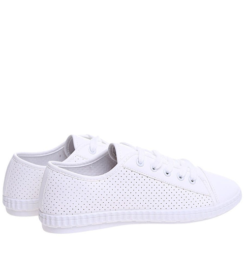 Białe ażurowe tenisówki damskie /B6-2 16028 D383/